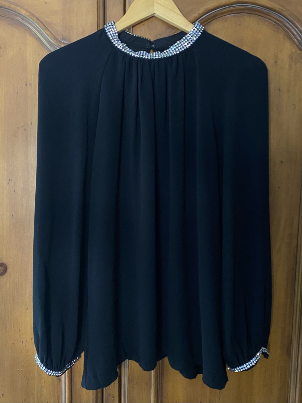 Trina Turk Rhinestone Trim Top Blouse Large